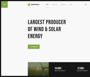 Screenshot of the Renewable energy site